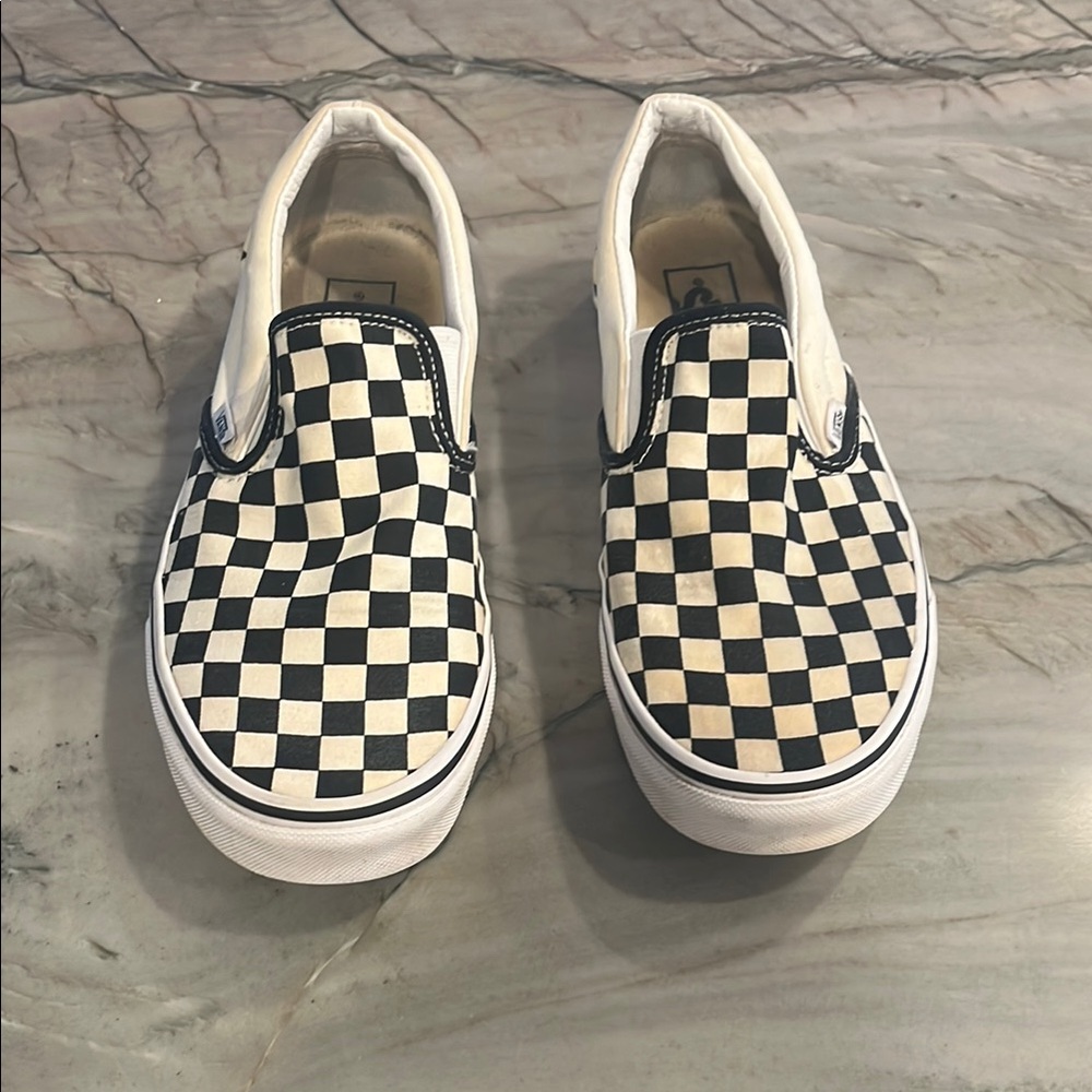 Vans Black and White Checkerboard Slip-On Sneakers